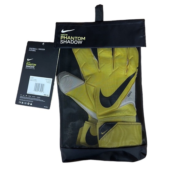 Nike GK Phantom Shadow CN6758-845 Goalie Soccer Gloves Yellow Adult Size 8 New - Picture 2 of 6